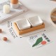 Porcelain Serving Platter 2 pieces with Wooden Stand